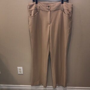 ANNE KLEIN Dress Pants Front/Faux Back Pockets Signature Gold Metal Detailing-14